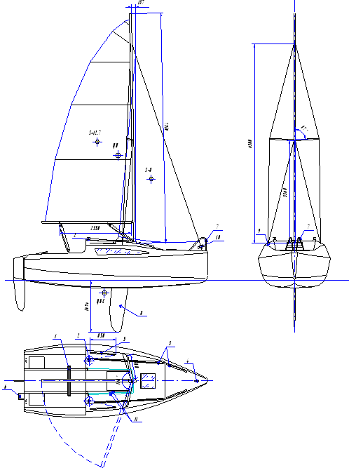 Модель яхты из дерева